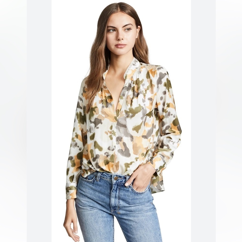 Zadig & Voltaire Tink Camou Long Sleeve Blouse Size Small